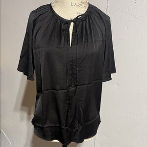 Worthington Chic Black Blouse with Front Tie
